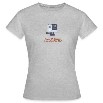 YouTube - Frauen T-Shirt - Grau meliert - Vorne - AI Model Female 172 dark (172cm)