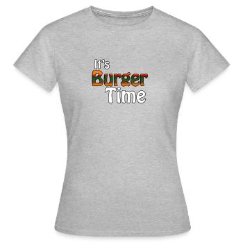 Burger Time T-Shirt Cadeau Anniversaire Griller - T-shirt Femme - gris chiné - Devant - AI Model Female 172 dark (172cm)