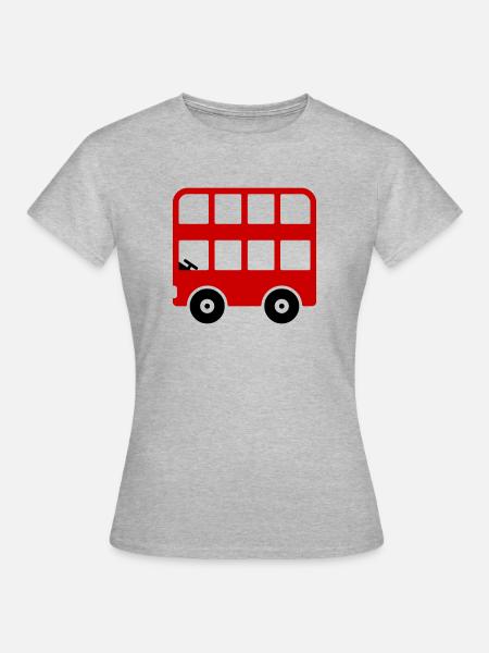 Doppeldecker Bus Comic - Frauen T-Shirt - Grau meliert