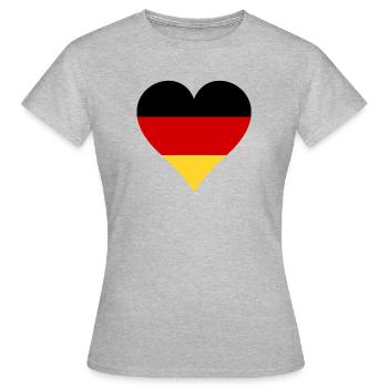 Deutsche Flagge in Herzform - Frauen T-Shirt - Grau meliert - Vorne - AI Model Female 172 dark (172cm)