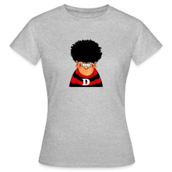 Dennis die Bedrohung - Frauen T-Shirt - Grau meliert - Vorne - AI Model Female 172 dark (172cm)