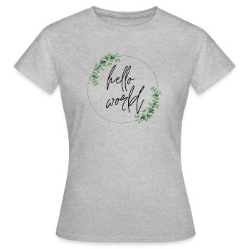 Bonjour le monde - T-shirt Femme - gris chiné - Devant - AI Model Female 172 dark (172cm)