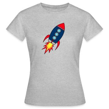 Rocket * Rakete startet - Frauen T-Shirt - Grau meliert - Vorne - AI Model Female 172 dark (172cm)