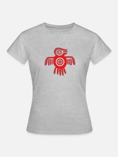 Aztekischer Vogel - Frauen T-Shirt - Grau meliert