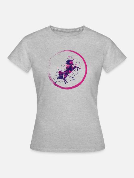 pinkes Einhorn - Frauen T-Shirt - Grau meliert
