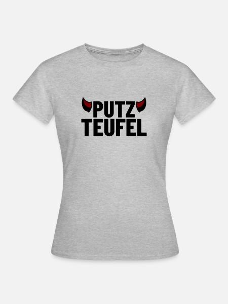 Putzteufel - Putzfimmel - Frauen T-Shirt - Grau meliert