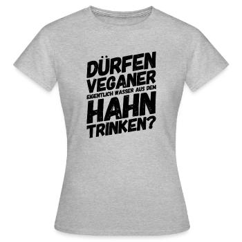 Veganer Provokation Lustige Sprüche - Frauen T-Shirt - Grau meliert - Vorne - AI Model Female 172 dark (172cm)