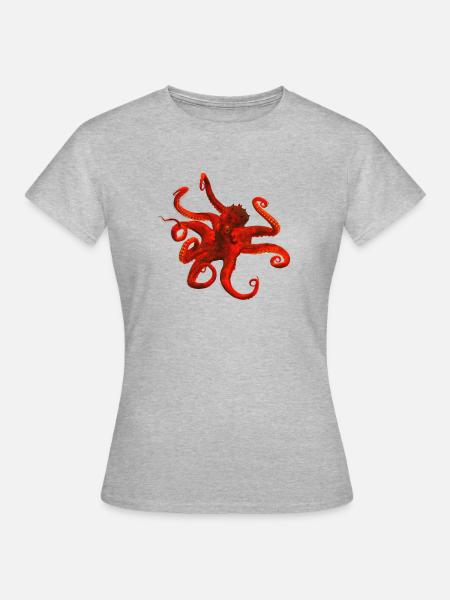 Krake - Frauen T-Shirt - Grau meliert