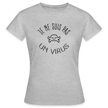 Ich bin kein Virus - Frauen T-Shirt - Grau meliert - Vorne - AI Model Female 172 dark (172cm)