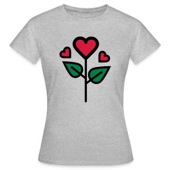 Valentine's Rose en forme de coeur - T-shirt Femme - gris chiné - Devant - AI Model Female 172 dark (172cm)