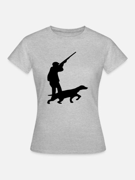 Jäger Jagd Hund - Frauen T-Shirt - Grau meliert
