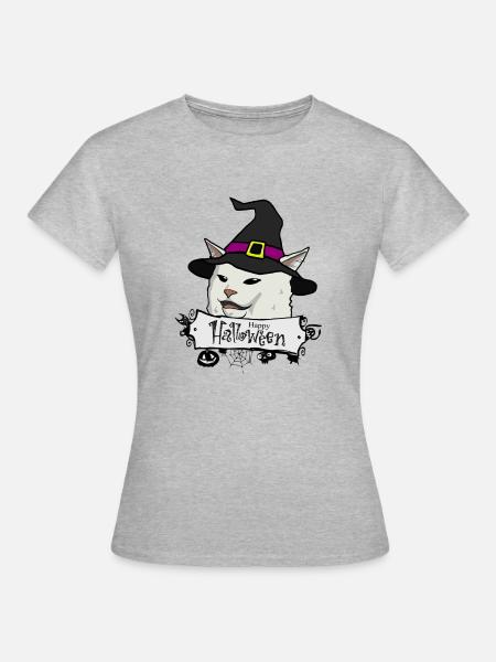 happy hallowen cat white - Women's T-Shirt - heather grey