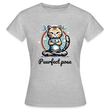 Un chat faisant la position du lotus avec slogan - T-shirt Femme - gris chiné - Devant - AI Model Female 172 dark (172cm)