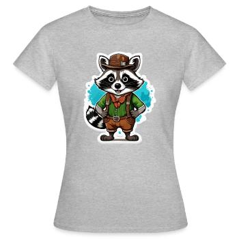Lederhosen / Animal / Traditional costume / Tradition / Raccoon - Women's T-Shirt - heather grey - Front - AI Model Female 172 dark (172cm)