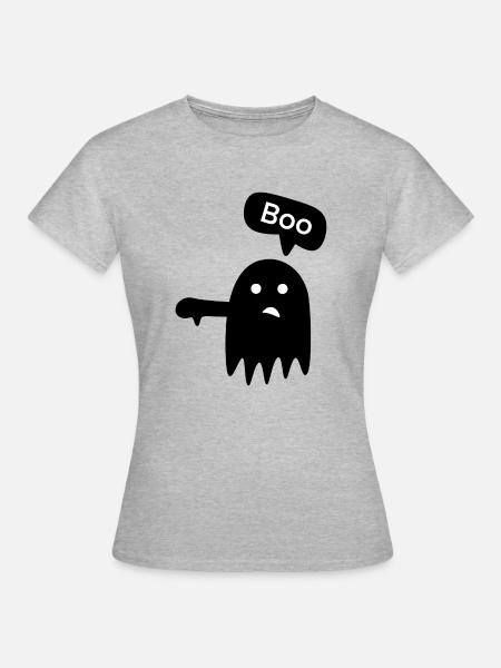 Spooky „Boo!“ - Frauen T-Shirt - Grau meliert