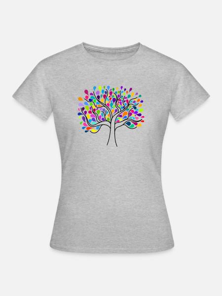 Baum des Lebens - Frauen T-Shirt - Grau meliert