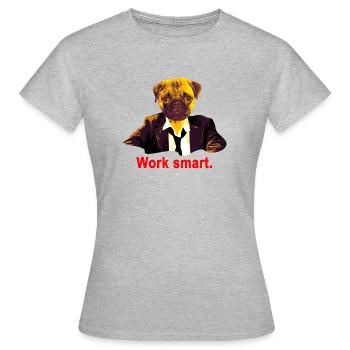 work smart pug - Women's T-Shirt - heather grey - Front - AI Model Female 172 dark (172cm)