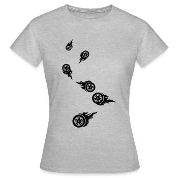 Reifen feuer - Frauen T-Shirt - Grau meliert - Vorne - AI Model Female 172 dark (172cm)