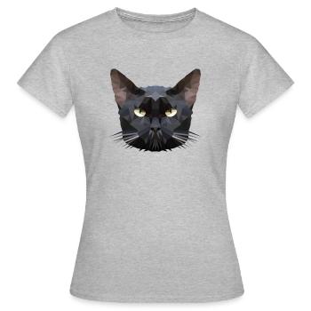 Chat tête de chat polygone - T-shirt Femme - gris chiné - Devant - AI Model Female 172 dark (172cm)