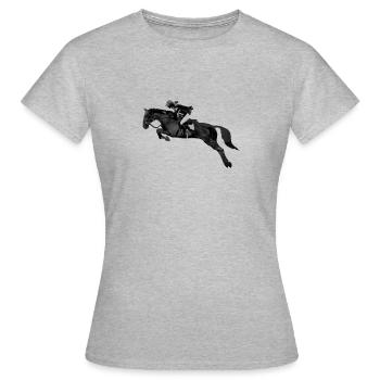 Springreiterin Springpferd Springreiten - Frauen T-Shirt - Grau meliert - Vorne - AI Model Female 172 dark (172cm)