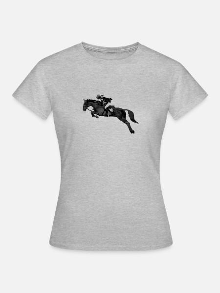 Springreiterin Springpferd Springreiten - Frauen T-Shirt - Grau meliert