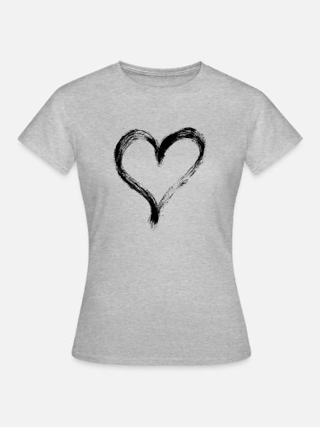Herz - Frauen T-Shirt - Grau meliert