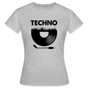 techno - T-shirt Femme - gris chiné - Devant - AI Model Female 172 dark (172cm)