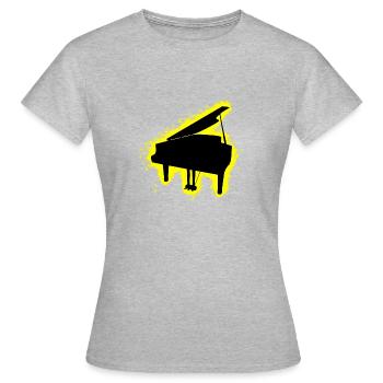 Klavier Silhouette Gelb und Schwarz Umriss - Frauen T-Shirt - Grau meliert - Vorne - AI Model Female 172 dark (172cm)