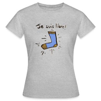 Je suis libre ! - T-shirt Femme - gris chiné - Devant - AI Model Female 172 dark (172cm)