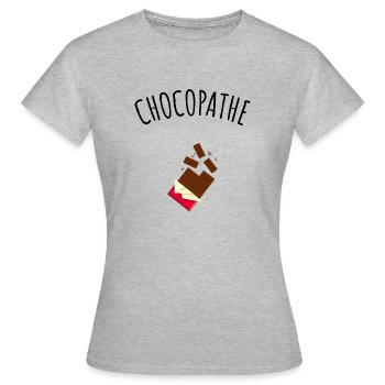 Chocopathe, Gourmet-Schokoladen-Humor - Frauen T-Shirt - Grau meliert - Vorne - AI Model Female 172 dark (172cm)