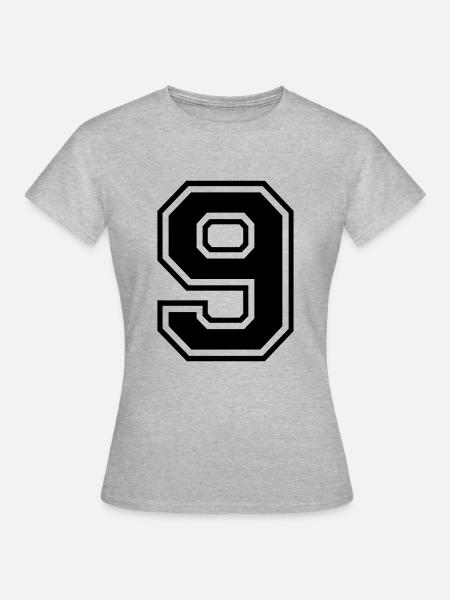 Nummer 9 - Frauen T-Shirt - Grau meliert