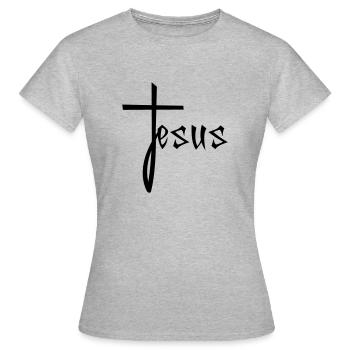 jesus kreuz christus christ katholisch evangelisch - Frauen T-Shirt - Grau meliert - Vorne - AI Model Female 172 dark (172cm)