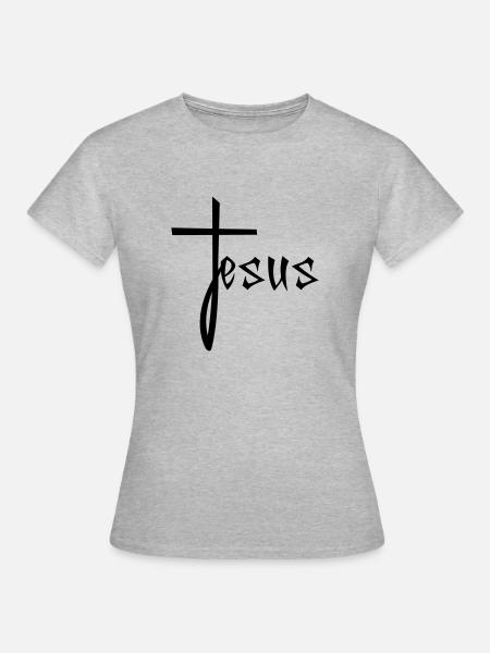 jésus croix christ catholique évangélique - T-shirt Femme - gris chiné
