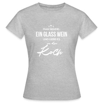 Cadeau chef de cuisine vin rouge vin blanc cours de cuisine - T-shirt Femme - gris chiné - Devant - AI Model Female 172 dark (172cm)