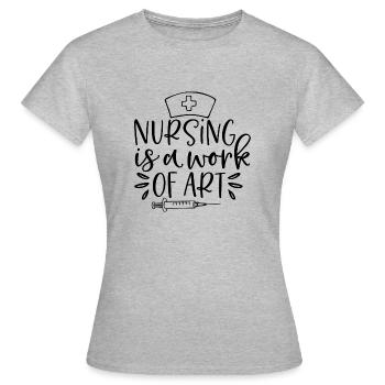 nursing is a work of art - Frauen T-Shirt - Grau meliert - Vorne - AI Model Female 172 dark (172cm)