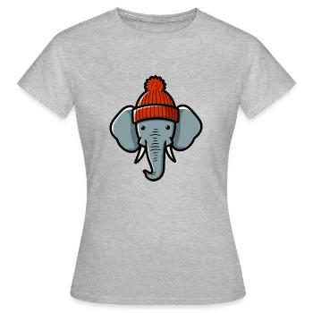 Bonnet d’hiver Pachyderme tête d’éléphant - T-shirt Femme - gris chiné - Devant - AI Model Female 172 dark (172cm)