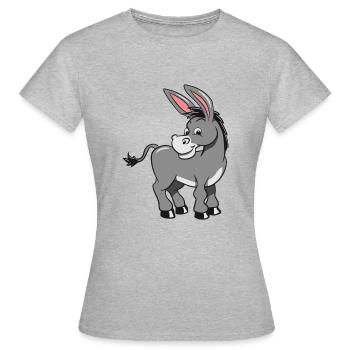 esel witzig lachen tier muli lustig natur baby kin - Frauen T-Shirt - Grau meliert - Vorne - AI Model Female 172 dark (172cm)