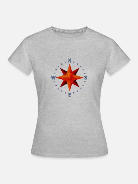 kompass - Frauen T-Shirt - Grau meliert