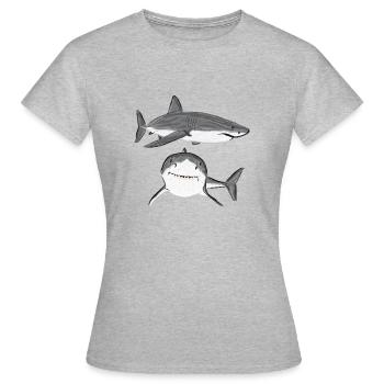 Design mit Großem Weißen Hai/ Great White Shark V - Frauen T-Shirt - Grau meliert - Vorne - AI Model Female 172 dark (172cm)