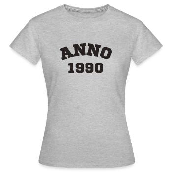 Anno 1990 Geburtstag Geburtsjahr - Frauen T-Shirt - Grau meliert - Vorne - AI Model Female 172 dark (172cm)