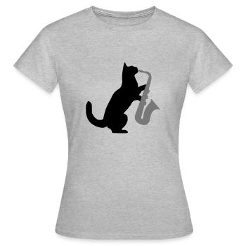 Sax Cat - Women's T-Shirt - heather grey - Front - AI Model Female 172 dark (172cm)