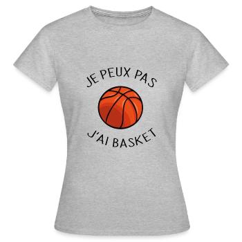 Je peux pas j'ai basket - T-shirt Femme - gris chiné - Devant - AI Model Female 172 dark (172cm)