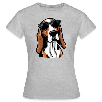 Australian Foxhound Wearing Sunglasses Canine Pets - Women's T-Shirt - heather grey - Front - AI Model Female 172 dark (172cm)