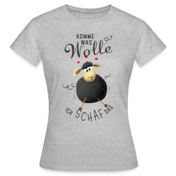 Komme was Wolle, ich Schaf das! - Frauen T-Shirt - Grau meliert - Vorne - AI Model Female 172 dark (172cm)