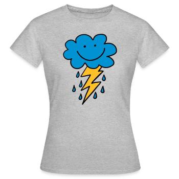 nuage drôle avec flash, gouttes de pluie, comique, emoji - T-shirt Femme - gris chiné - Devant - AI Model Female 172 dark (172cm)