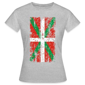 Drapeau Pays Basque usé. Ikurriña. - T-shirt Femme - gris chiné - Devant - AI Model Female 172 dark (172cm)