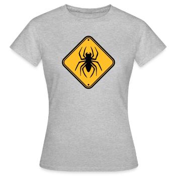 bouclier avertissement mise en garde danger mise en garde zone araignée - T-shirt Femme - gris chiné - Devant - AI Model Female 172 dark (172cm)