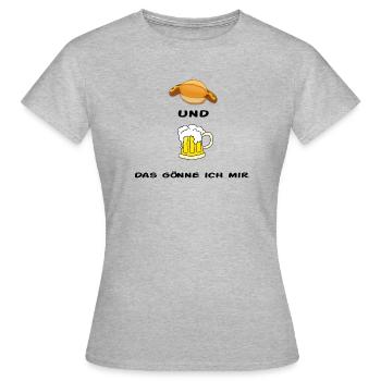 Bratwurst&Bier - Frauen T-Shirt - Grau meliert - Vorne - AI Model Female 172 dark (172cm)