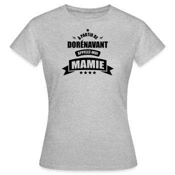 a partir de dorenavant appelez moi mamie - T-shirt Femme - gris chiné - Devant - AI Model Female 172 dark (172cm)