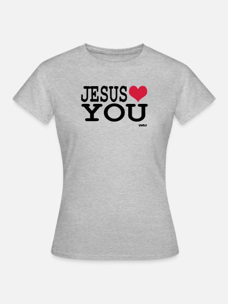 Jesus loves you Message d'amour et de foi - T-shirt Femme - gris chiné
